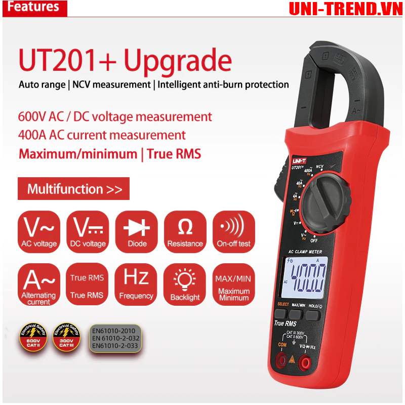 UT201+ Ampe kìm điện tử Uni-Trend 400A