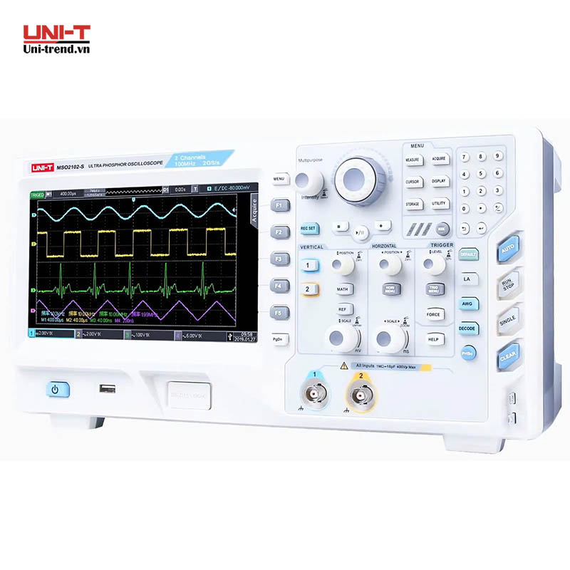 Máy hiện sóng số UNI-T MSO2102-S (100 MHz, 2.0GSa/s, 2+16CH, 50 MHz AFG)