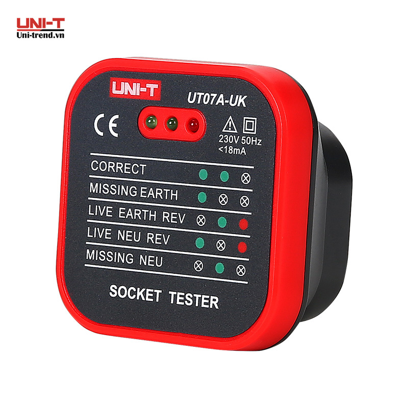 Thiết bị kiểm tra ổ cắm UNI-T UT07A-UK (230V, <18mA)