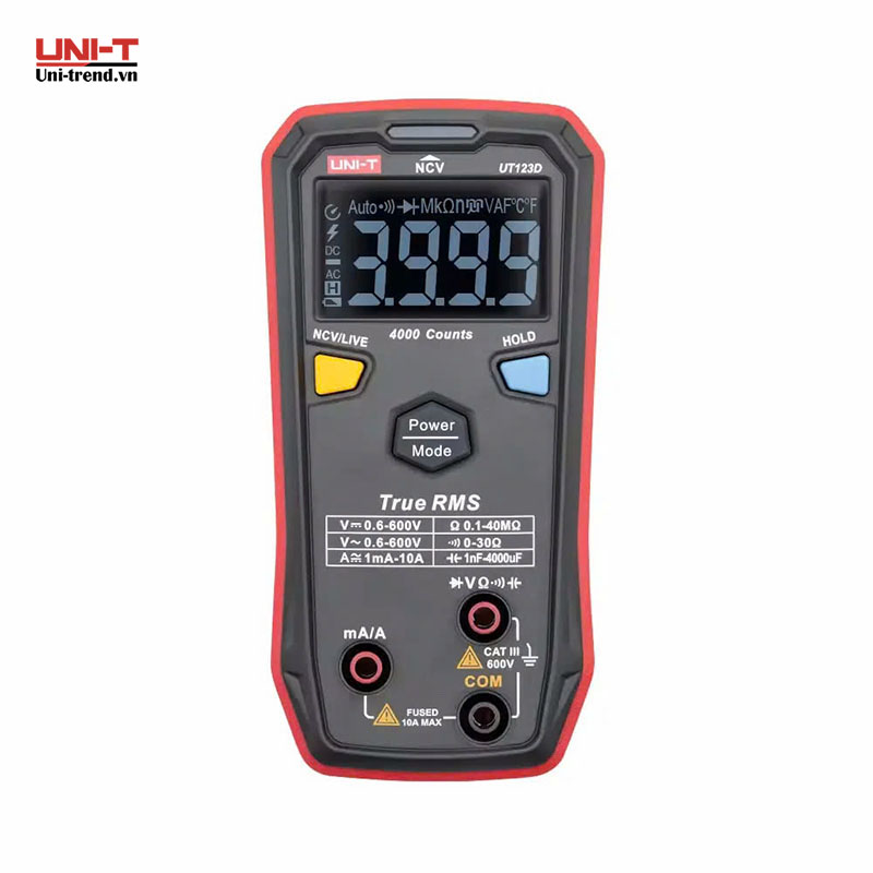 Đồng hồ vạn năng điện tử UNI-T UT123D (600V, 10A, TrueRMS, NCV, Auto)
