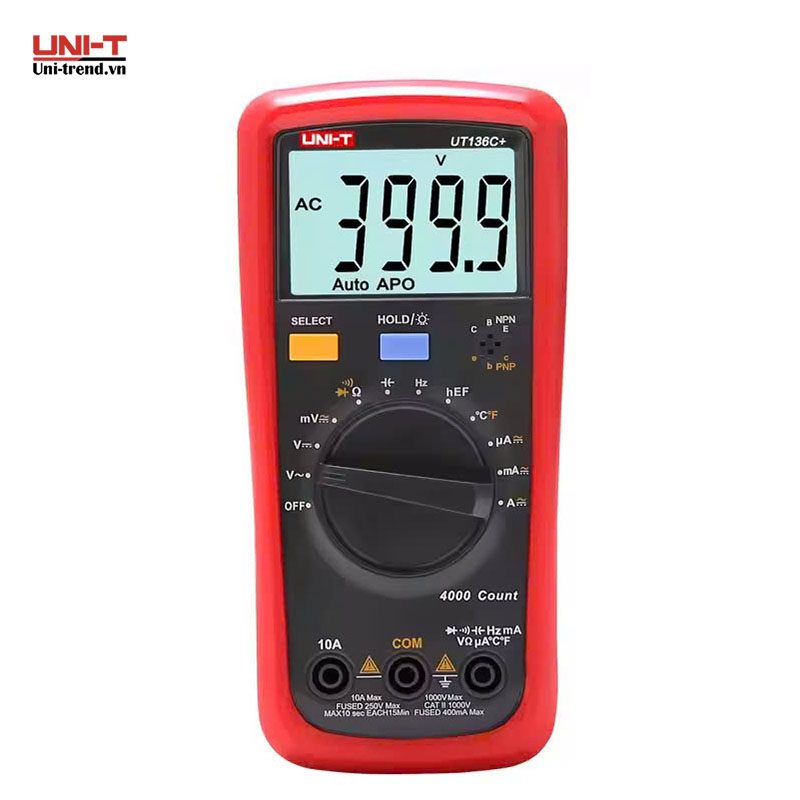 Đồng hồ vạn năng điện tử UNI-T UT136C+ (1000V, 10A, 1000℃, Auto)