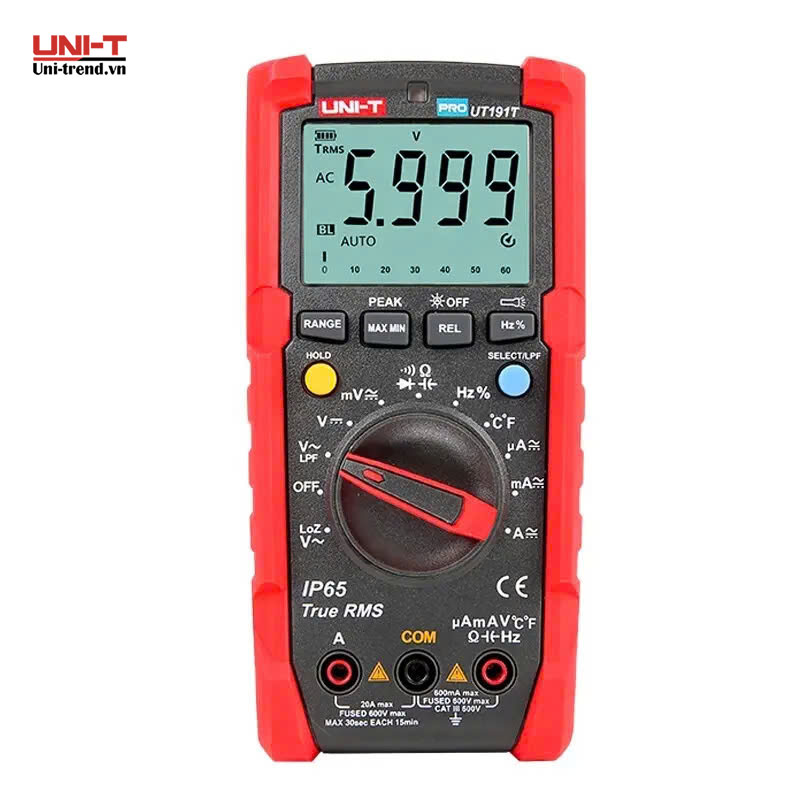 Đồng hồ vạn năng điện tử UNI-T UT191T (600V, 20A, TrueRMS, 400°C, IP65)