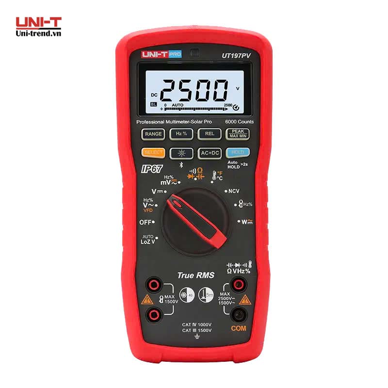 Đồng hồ vạn năng công nghiệp UNI-T UT197PV đo năng lượng mặt trời (TrueRMS, IP67, Bluetooth)