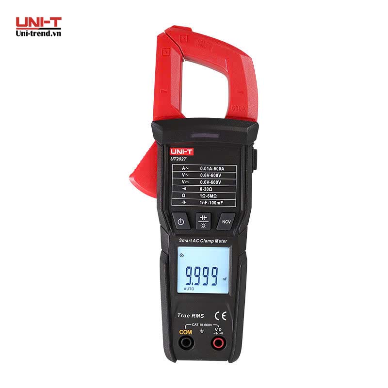 Ampe kìm điện tử UNI-T UT202T (AC 600A, 600V, TrueRMS)