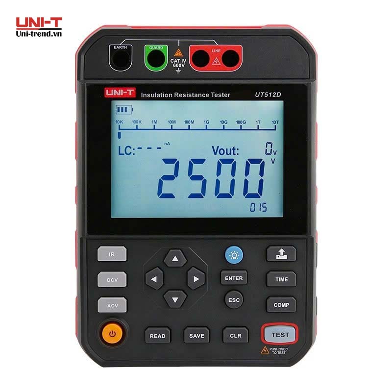 Máy đo điện trở cách điện UNI-T UT512D (1TΩ, 2500V, PI, DAR)
