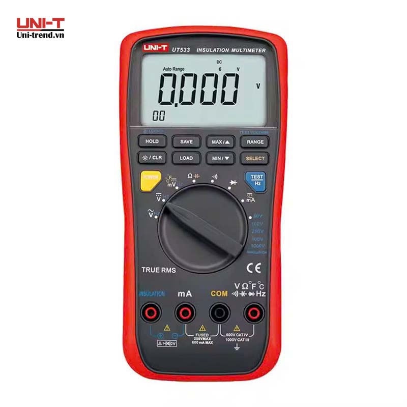 Máy đo điện trở cách điện đa năng UNI-T UT533 (2GΩ, 1000V, AC/DC 600mA, TrueRMS)